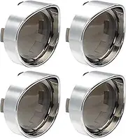 Vuzmode 4PCS Clear Bullet Turn Signals Lens Cover with Chrome Visor Bezels, for Harley, Dyna Sportster Road King Street Glide Softail Fatboy Motorbike Signal Lamp Shell(BLACK Smoke)