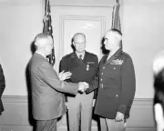 President Harry Truman, General Dwight Eisenhower, General Omar Bradley Photo