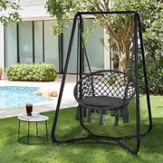 SUNCREAT Hanging Chair Stand with Hammock Chair Set, Grey Chair