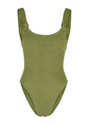 Hunza G Domino Seersucker Swimsuit - Green - One Size One Size