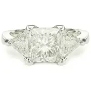 4.50 ct G/VVS2 Princess & Trillion Lab Created Diamond Engagement Ring 14K WG