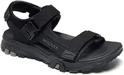 [MEGNYA] Mens Comfortable Walking Sandals, Soft Sports Hiking Sandals with Three Adjustable Hook And Loop Straps, Casual Beach Athletic Sandals for Outdoor Active Camping