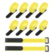 10Pcs Reusable Cable Ties 12x0.79" Adjustable Reusable Hook & Straps Yellow