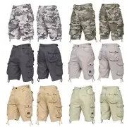 CROSSHATCH Jeans Mens Army Combat Shorts Camouflage Cargo Camo Work Half Pants