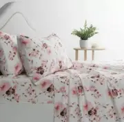 Onkaparinga Peonies Flannelette Queen Bed Sheet Set 4pc House Bedsheet Cotto RAM