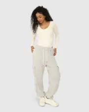 [Belle & Bloom] Perfect Match Cargo Trackpants - Grey Marle S