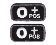 2pc Blood Type O + Positive Subdued Patch for VELCRO® BRAND Hook Fasteners