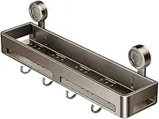 Suction Cup Bathroom Shelf, Suction Shelf for Shower Wall, Towel Holder Rack with Hooks, Storage Organizer Wall Mount Bathroom Accessories for Apartment Home Decor