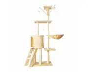 5 Layer Easy Assembly Plush Cat Condo Cat Tree Beige