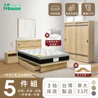 在飛比找PChome24h購物優惠-【IHouse愛屋家具】品田 房間5件組(床頭箱+收納抽屜底