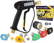 Pressure Washer Gun 4000 PSI and 6 Nozzles Quick Connection Car Wash Gun - M22 (14 mm) Interface, Compatible Karcher K1-K7 Adapter, 2 Water Filters and Guide Included