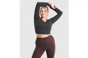 Gymshark Womens Long Sleeve Whitney Crop Top - Black