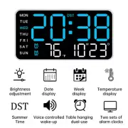 Digital LED Desk Alarm Clock Large LED Display Wall Clock Temperature Date Week