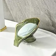 Green Soap Holder Leaf-Shape,1Pcs Self Draining Soap Dish Holder with Draining Soap Bar Holder for Bathroom,Shower,Kitchen Sink