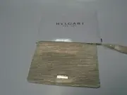 BVLGARI Parfums Cosmetics Bag Clutch Gold Cream / Detachable Tassel NEW