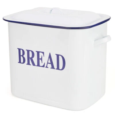 NEW Falcon Enamel Bread Bin Large White & Blue