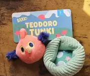 NEW BARK Teodoro Tunki Small Dog Toy Squeak Crinkle Plush Bird Nest Spring