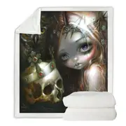 Dark Art Empire of Dirt Girl and King Skull Throw Blanket