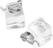 [HONMEET] 1Pc punk earrings bohemian earrings silicone earrings Crystal Cubic Earrings popsicle earrings clear Cube Earrings Cube Earbob Square Earbob pendant small stud earrings Ear clip
