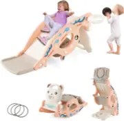 4-In-1 Kids Slide Rocking Toy, Multifunctional Toddler Slide with Rocking Horse,