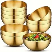 AIMALL 4PCS/10PCS Stainless Steel Salad Bowl Korean-Style Large Noodle Soup Bowl Polished Durable Multipurpose Bibimbap Rice Dish Cold Noodle Bowl