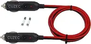 CUZEC Heavy-Duty 15A 4.9ft / 1.5m 16 AWG Male to Male Cigarette Lighter Plug Charger Cord with LED Indicator and 15A Fuse Protection on Both Plugs (CU10140B)