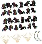 Create Art Unicorn Scratch Painting Set 2 Sets of Scratch Cards Drawing Sticks for Boys and Girls