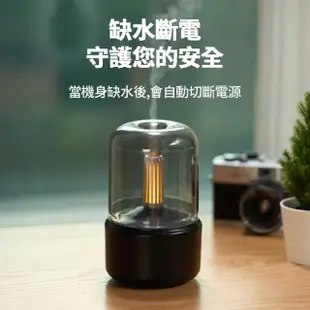 【ANTIAN】超音波霧化香薰水氧機 USB桌面空氣清淨機 加濕器 燭光小夜燈 可加精油 120ML(母親節禮物)