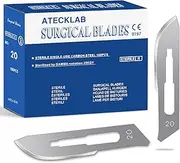 100 - Pack Disposable Carbon - Steel Scalpel Blades - Individually Packed & Sterile, for Anatomy, Facial Dermaplaning, Podiatry & Crafts (#20)