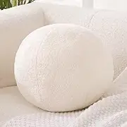 Uvvyui Ivory Boucle Plush Decorative Sphere Throw Pillow - 11.8 inch