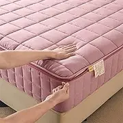 Mattress Covers Double/King Bed with Zipped, Waterproof Quilted Mattress Protectors Single Soft Breathable Fitted Bed Cover with Elasticated(Sandy Green,150x200+10cm)