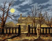 Printed Canvas for Tapestry Gobelin "Lady in a Garden by Moonlight" 2649