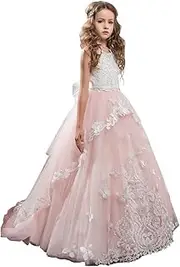 [PLwedding] Flower Girl Dress Kids Lace Beaded Pageant Ball Gowns