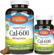 Carlson - Liquid Filled Cal-600, 600 mg Calcium, Bone Support & Healthy Teeth, Optimal Wellness, 100+30 soft gels