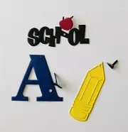 HOTP SCHOOL THEME Brad Dress-Ups- SCHOOL/LETTER A/CRAYON - 6 pieces - RARE -BNIP