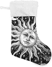 XYMZR Sun Black White Night Christmas Stocking 18” Christmas Stockings with Plush Faux Fur Cuff Decoration for Holiday Family Party, Multi-colored