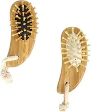 BESTYASH 2Pcs Wooden Massage Hair Combs for Hair Styling Portable Cushion Brushes for Scalp Massage Lightweight Static Combs