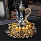 Turkish Coffee Set with Pot Tray and 6 Cups Tea Service Set Turkish Coffee Cups