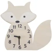 1PC Fox Shaped Wall Clock Funny Battery Operated Kids Room Wall Clock Wooden