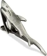 [OTAA] Antique Silver Shark Tie Bar Silver Rhodium Plating Antique Silver Shark Tie Bar