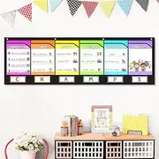 AKAYOK 6 Pockets Storage Pocket Chart for Classroom Small Group Management, Champs Chart, Poster, Photo Wall Display, Drawing, Classroom Organization and Storage (Black)