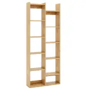 Costway12-Tier Bookcase with Anti-Tipping Kits and Wood Display Shelf-Natural