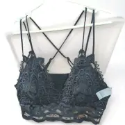 New TRUE BY RUE 21 Blk LACE M Stretch X-Strap Overhead BRA Padded Stretch Back