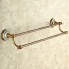 Antique Brass Double Rail Bathroom Shower Towel Rack Holder Wall Mount Rack Bar