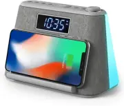 Alarm Clocks Bedside, Alarm Clock with Wireless Charging, Bluetooth Speaker, FM