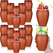 Gejoy Cantaritos De Barro Mexicanos 16 oz Cantaritos Shooters Pottery Taco Tuesday Mexican Clay Cup Fiesta De Barro Mexicanos Cocktail Cups Cocktail Glasses for Margaritas Mojitos(20 Sets)