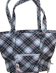 Vera Bradley SNOWY PLAID VERA TOTE Large Handbag Bag Purse NWT MSRP 125.00