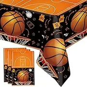 MEHOFOND 3 Pack Basketball Tablecloth, Disposable Plastic Basketball Birthday Table Cloth Rectangle 54x108 inch, Table Cover for Basketball Sports Themed Party Supplies Decorations