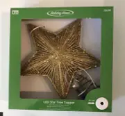 Holiday Home Gold-toned LED Star Tree Topper, 9.8"x12"x2.17" White LED Lights