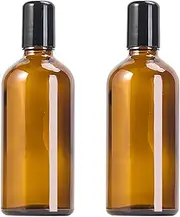2 PCS 100ml Brown Glass Roller Ball Dispenser Applicator Refillable Roller Bottles for Castor Oil Roll on Perfume Container